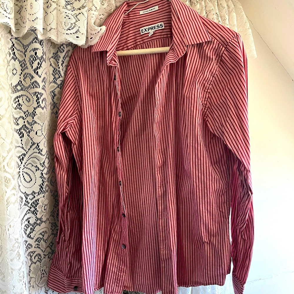 Express Extra Slim Fit Pink and Red Shirt